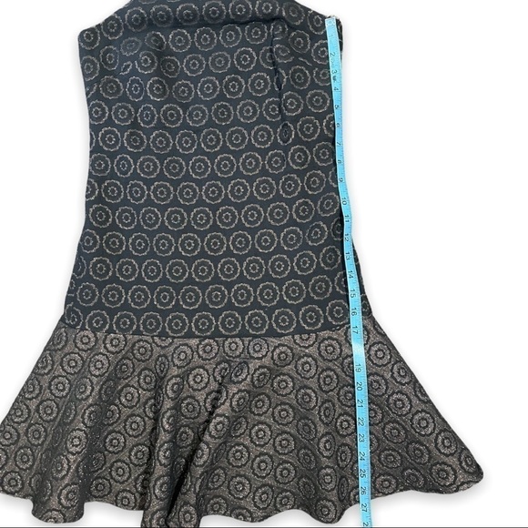 NWT Trina Turk Black Bronze Metallic Ruffled Hem Dress sz 0 - Picture 9 of 12